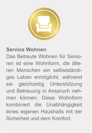 Service Wohnen Das Betreute Wohnen für Senioren ist eine Wohnform, die älteren Menschen ein selbstständiges Leben ermöglicht, während sie gleichzeitig Unterstützung und Betreuung in Anspruch nehmen können. Diese Wohnform kombiniert die Unabhängigkeit eines eigenen Haushalts mit der Sicherheit und dem Komfort.